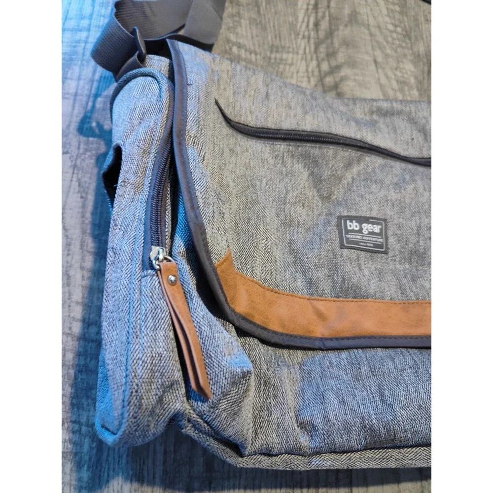 Diaper Bag BB GEAR New Grey Messenger Bag - Dad Bag For Baby.